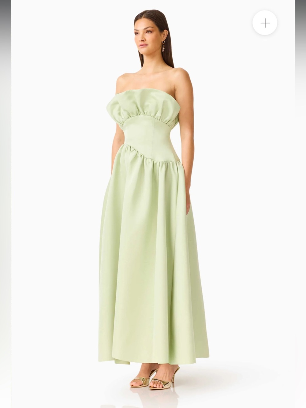 elliatt laurel green satin ruffle bust boned strapless maxi gown dress XL NEW - Picture 4 of 15